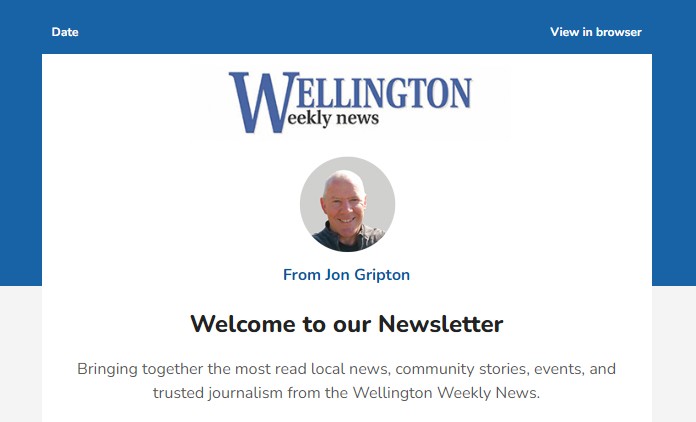 Wellington Weekly News newsletter sample