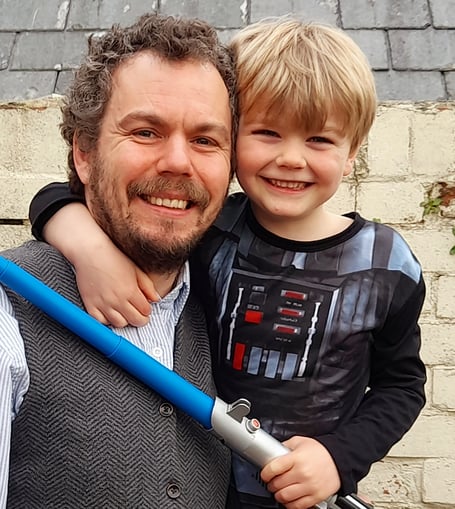 Cllr Sean Pringle Kosikowski with his son Robin