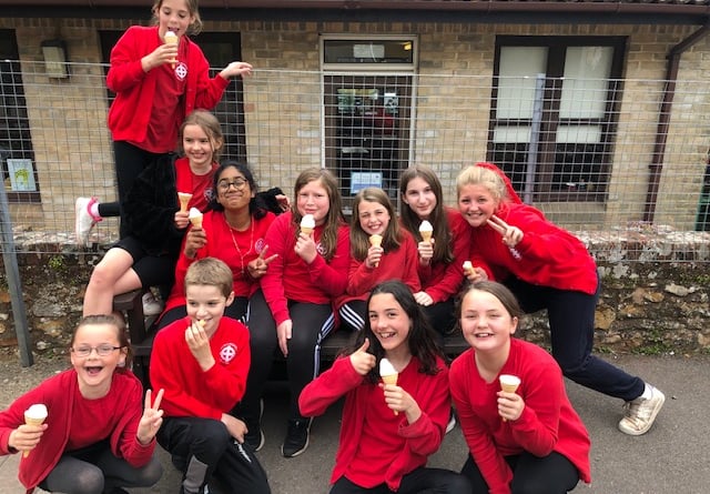 St John’s pupils with free ice cream