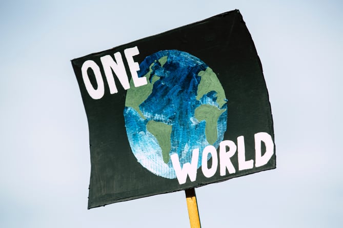 Global climate change protest demonstration banner