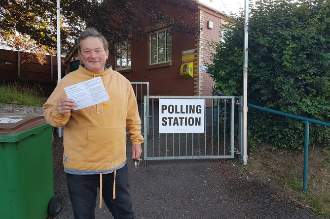 Jonathan Nex voting in Culmstock