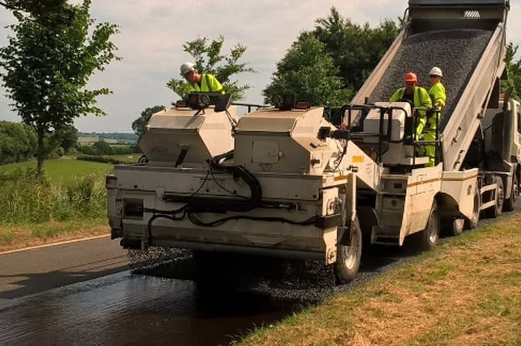 Road resurfacing work