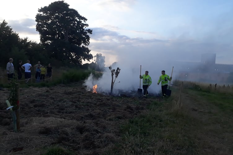 Fire at the new forest garden on Fox’s Field, Wellington