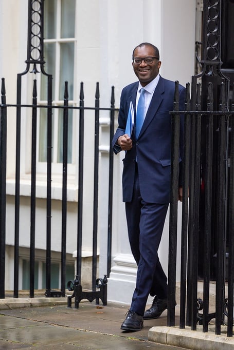 The Chancellor Kwasi Kwarteng leaves 11 Downing Street to deliver The Growth Plan to parliament