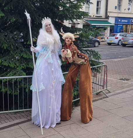 Snow Queen reindeer Wellington town centre Christmas shopping