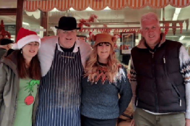 Tim Potter and Cllr Andrew Govier with Mandie Huggett and Tracey Sellick who delivered the packs last year