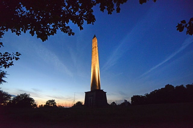 The Wellington Monument was lit up for New Year