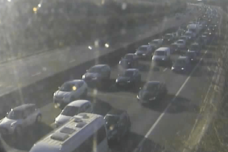 Northbound traffic on the M5 at Junction 26 for Wellington