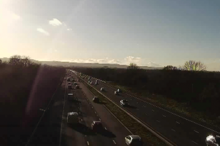 Heavy traffic on the M5 on Monday