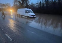 Van stranded in deep water on A38