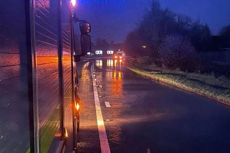 Scene of the stranded van on the A38 near Wellington