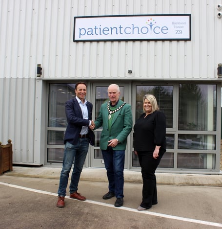 Patient Choice MD Neil Basil, Mayor Cllr Mark Lithgow and Prescriptions Manager Sam Troake.