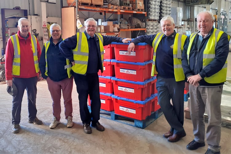 Rotarians at the Water Survival Box distribution centre.