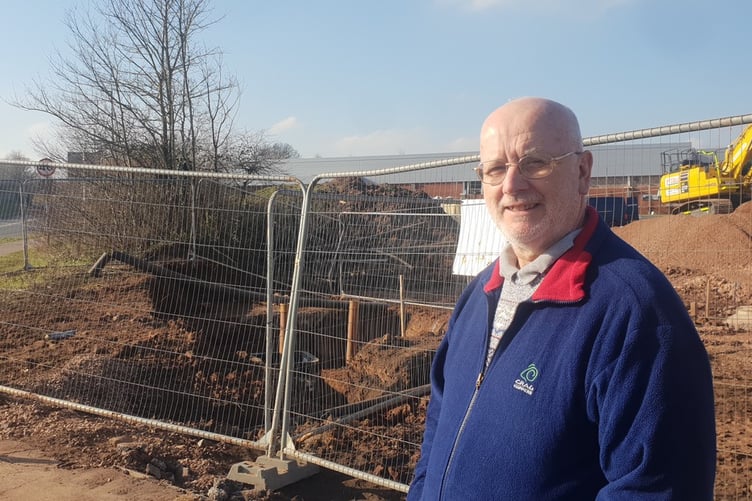 Wellington town Cllr Mike McGuffie at the Lidl supermarket site where hedges and trees have been ripped out