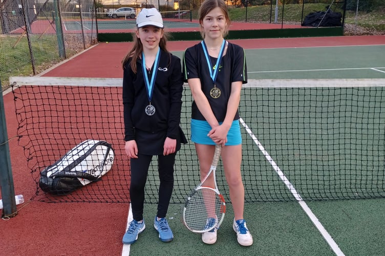 Wellington Tennis club tournament: U14 Girls singles winner, Connie (right) and runner-up Keira (left).