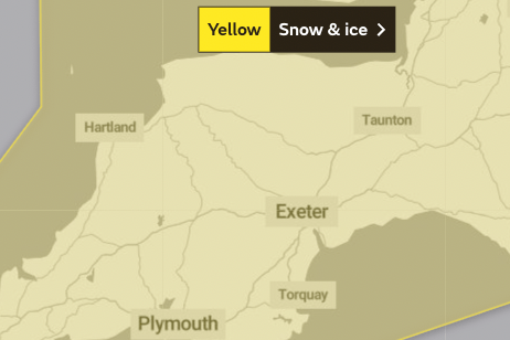 Area covered by weather warning on Tuesday