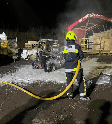 Wellington firefighters Blackdown Hills commercial small loader vehicle fire Clayhidon