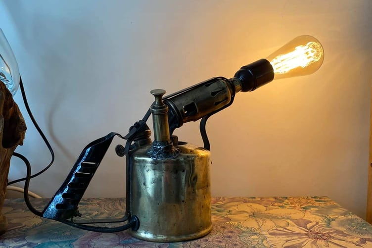 Mary's Attic reclaimed an old blow torch and converted it into a retro lamp