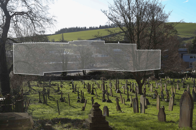 A CAD design showing the outline of the new buildings