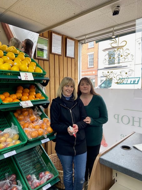 • Photograph shows Mary Jenkins Farm Shop staff Caroline Winter (left) and Sheila Hart.