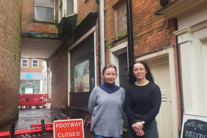 Cornhill, Wellington, business owners Sharon Davis (left) and Tamsin Fuller at the scene of the closure.