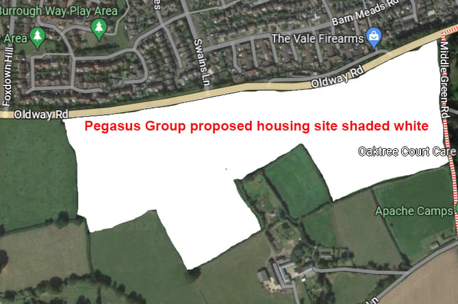 Proposed site of new Wellington housing put forward by Pegasus Group shown in white.