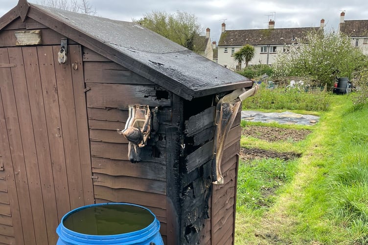 A second shed was badly damaged by the flames