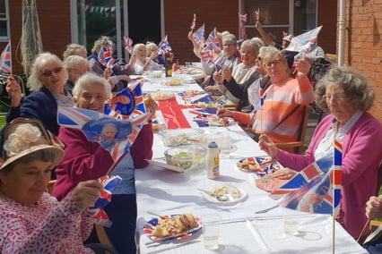 Residents of the Abbeyfield Old Vicarage home in Wellington held a coronation party on Wednesday while the sky was clear of cloud