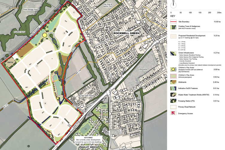 Preliminary plans detail the locations of houses, road routes and greenery on the site