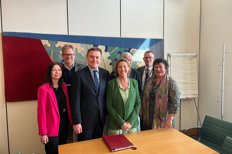 MP Rebecca Pow and Health Minister Will Quince with senior leaders of Somerset NHS Foundation Trust.