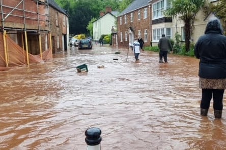 Flooding in Sand Street, Milverton, on Tuesday afternoon.