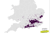 A map showing stag beetle distribution records from the ‘Great Stag Hunt 2022’.