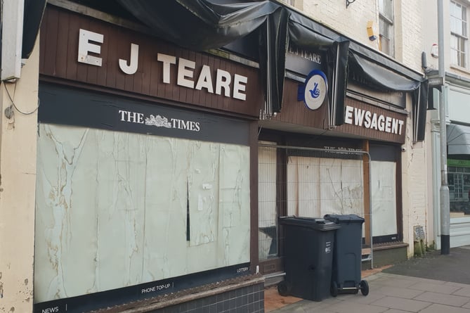 The derelict EJ Teare former newsagent shop in Wellington town centre