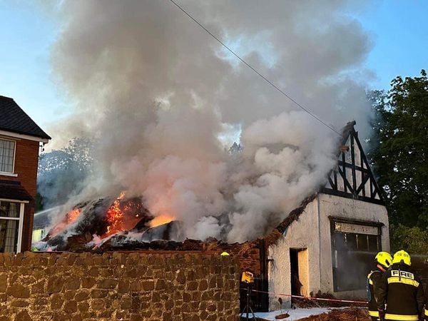 The thatched property in Taunton which caught alight during the night.