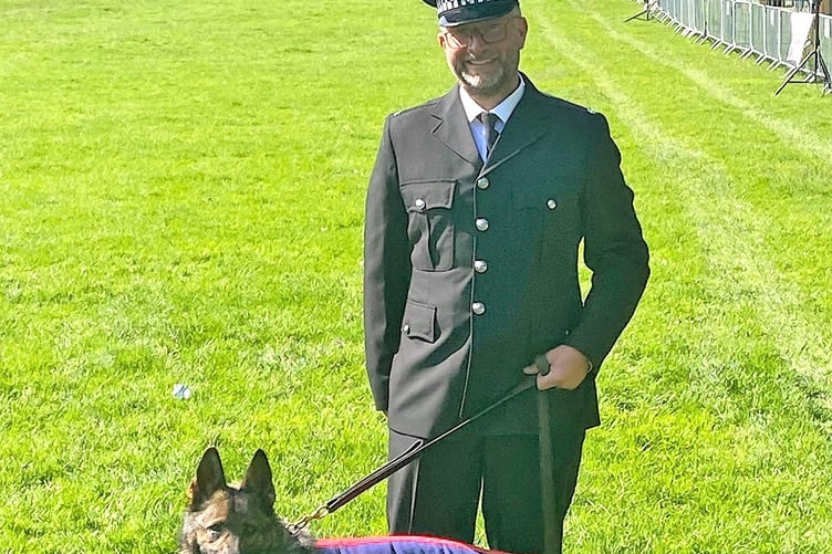 PC Pete Flinn and PD Belle at the National Police Dog Trials.