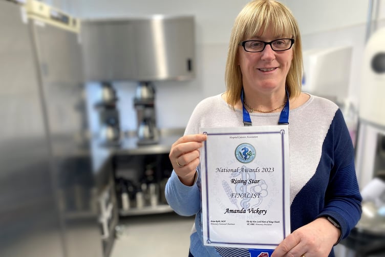 Amanda Vickery is pictured with her Hospital Caterers’ Association finalist certificate.
