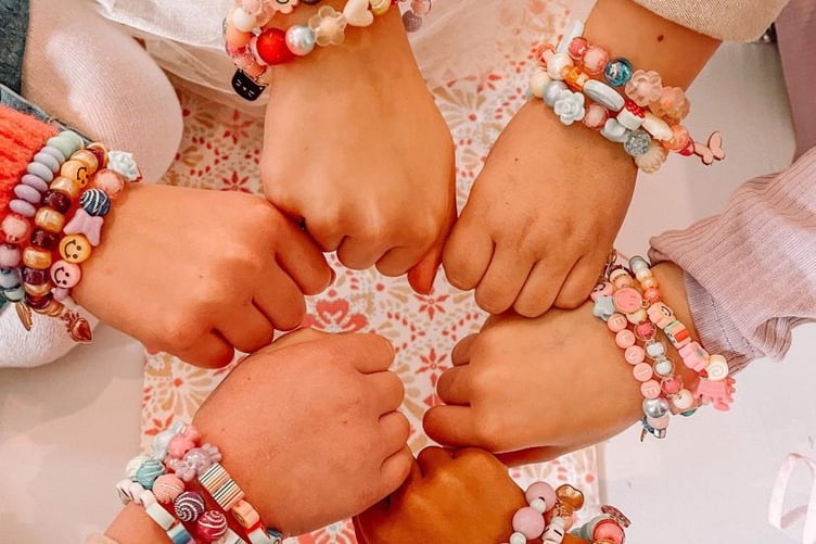 Bracelets made by friends of Fern Taylor’s daughter.