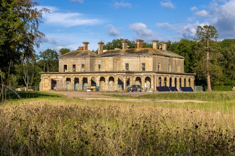 Blackborough House in the Blackdown Hills, on the Somerset-Devon border. See SWNS story SWLNderelict. The opportunity to restore a crumbling architectural gem in Devon is up for grabs for just under £1.5 million.Despite its grand façade, the Grade II Listed country mansion was never completed and is currently derelict and in need of a complete renovation.Blackborough House has 14-bedrooms, 15 bathrooms and nine reception rooms, and was designed to be an Italianate palace.It is nestled in Blackdown Hills, which spreads along the border between Somerset and Devon and has been named an Area of Outstanding Natural Beauty.