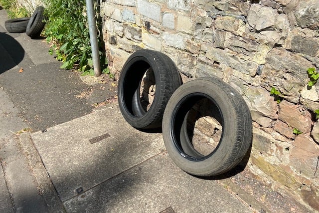 Four tyres were found discarded opposite the entrance to Wellington Cemetery at the weekend