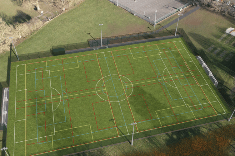 A visualisation of how the proposed Court Fields School 3G pitch would look.
