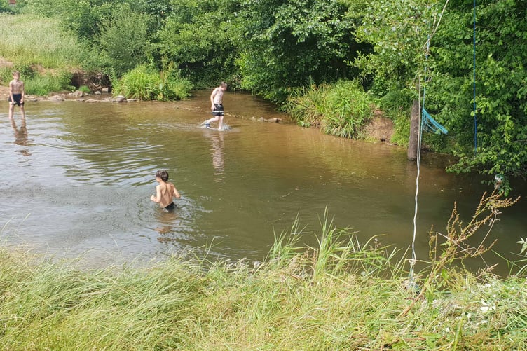 The river where a youngster was injured next to Fox's Field, Wellington.