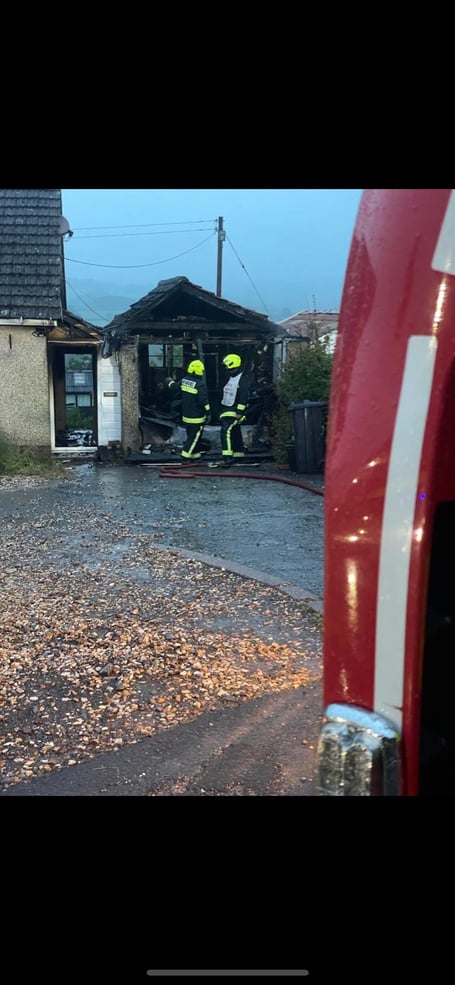 Wellington crews on the scene after a tumble dryer set a garage alight