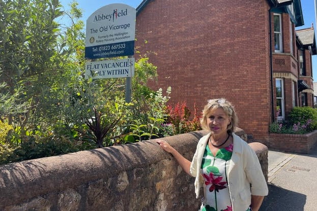 MP Rebecca Pow outside Abbeyfield’s Old Vicarage home in Wellington