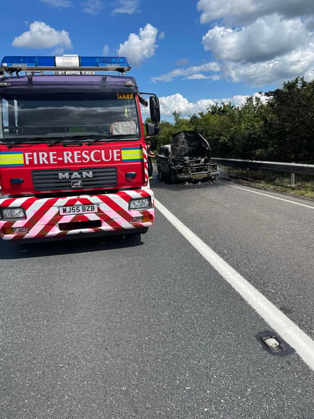 This car on the M5 near Wellington was destroyed by a fire last month.