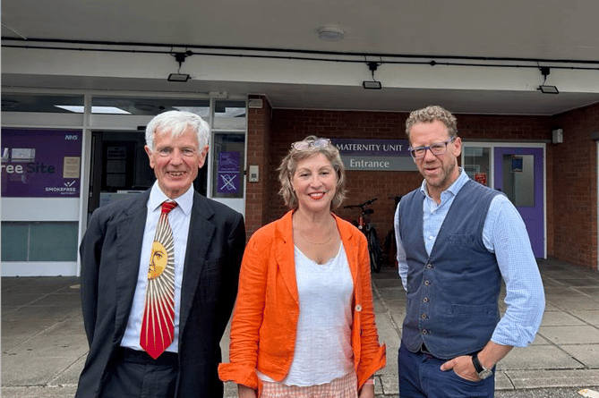 Health Minister Lord Markham (right) during a visit to Musgrove with local MP Rebecca Pow and hospital trust chairman Colin Drummond.
