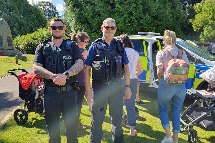 PCSO Steve Hill and Toby Hatchard entertaining the kids