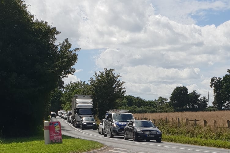 Queues of traffic built up on Wellington Relief Road on Friday after a serious crash closed the M5.
