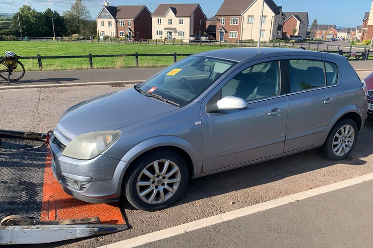 This car is being seized by police in Rockwell Green for not having been taxed.
