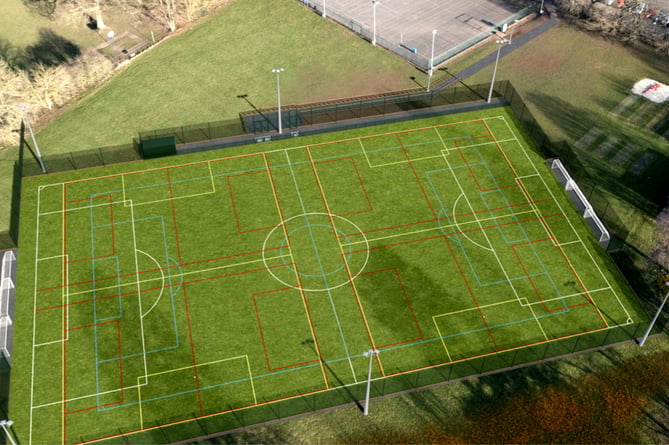 A visualiation of the proposed artificial 3G football pitch for Court Fields School, Wellington