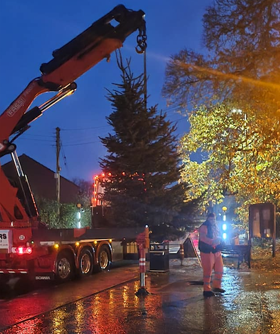 A Christmas tree being installed in Tonedale, Wellington, last year.